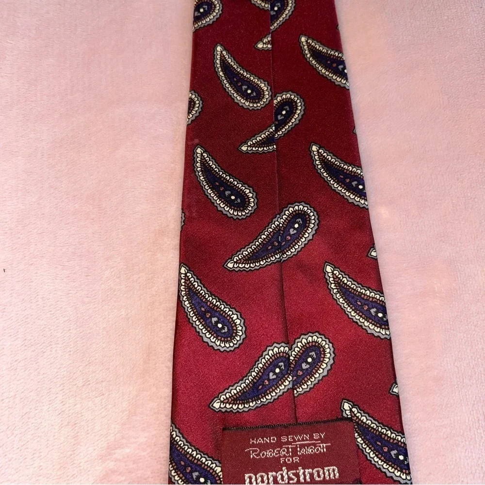 Robert Talbott for Nordstrom vintage red silk tie with paisley print made in USA